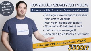 1 órás ANGOL Online videós konzultáció Skypon