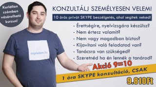 10 órányi ANGOL Online videós konzultáció Skypon